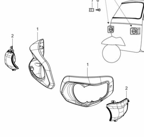 Headlight cover Ape Classic 400 EU4 - Left