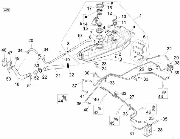 Rubber fuel filling hose Daihatsu / Porter Petrol and Diesel - VAN