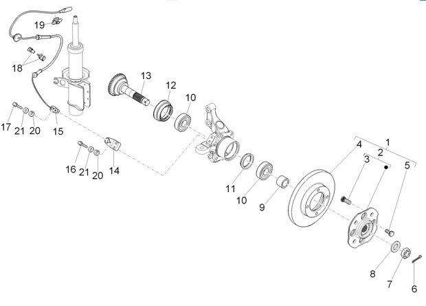 Central nut front axle Daihatsu / Porter