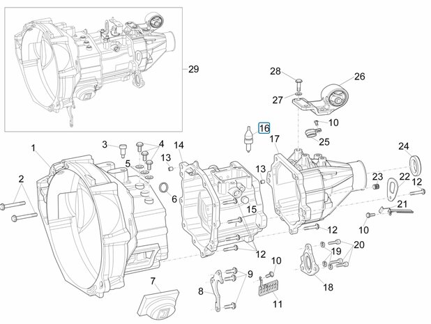 Reverse switch on gearbox Porter Multitech 1.3 E5 + E6 + D120 Diesel 1.2