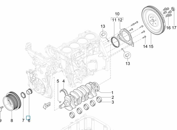 Front cranckshaft gear Porter Multitech 1.3 E6 + NP6 1.5