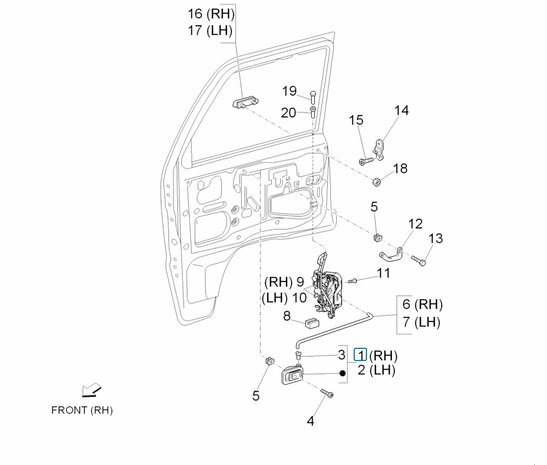 Inner door handle Daihatsu / Porter - Right