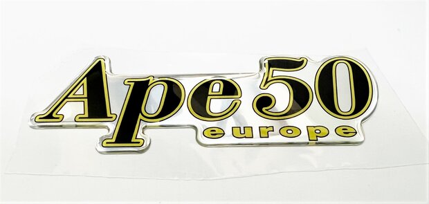 Logo 'Ape50' op voorfront Ape50