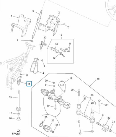 Kruiskoppeling stuurstang naar stuurhuis Daihatsu / Porter