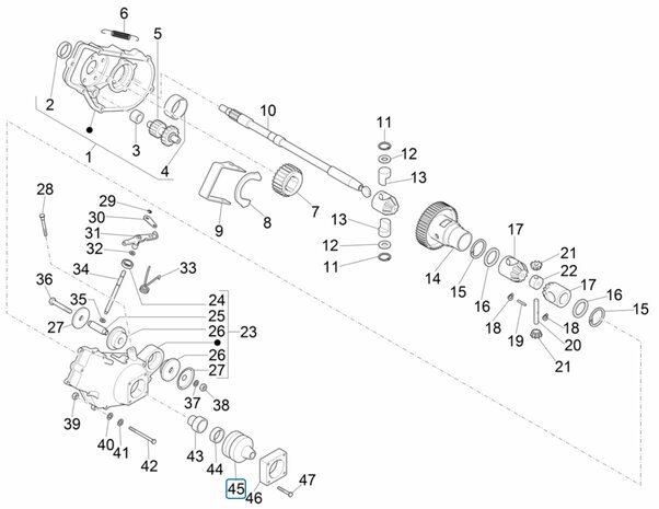  Drive shaft cover gearbox side Ape50