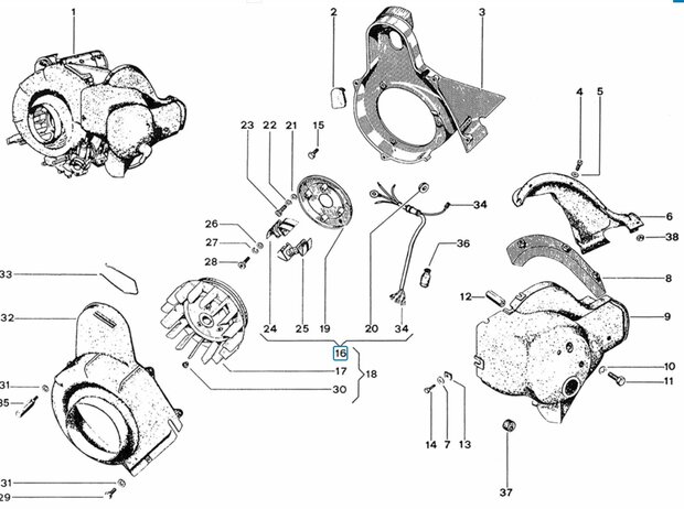 Ontstekingsspoel Vespacar P2 + Apecar P501-P601 +MPF400 - imitatie