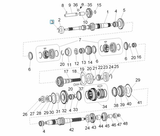 Locking clip input shaft gearbox Porter Multitech 1.3 E5 + E6 + D120 1.2