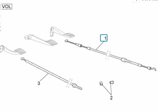 Throttle Cable  1th. part from throttle pedal ApeTM - Petrol