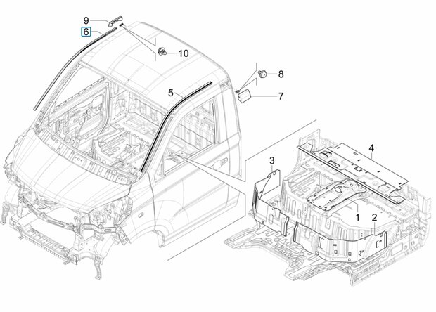 Portierrubber - bovenzijde portier Porter NP6 1.5 - Rechts