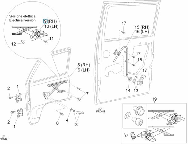 Raammechanisme elektrisch Porter  +2009 - Rechts