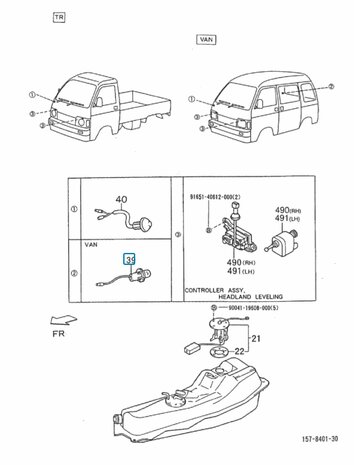 Schakelaar binnenverlichting portieren - achterklep Daihatsu / Porter Pick-up - VAN