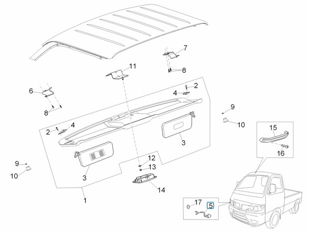 Schakelaar binnenverlichting portieren - achterklep Daihatsu / Porter Pick-up - VAN