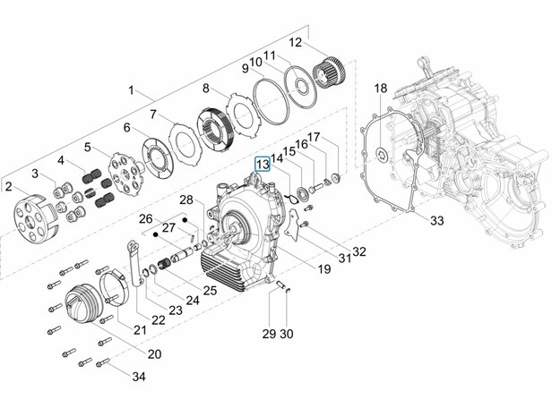 Spring on pressure plate - clutch Calessino 200 E2 + Ape Classic 400 E2 Diesel