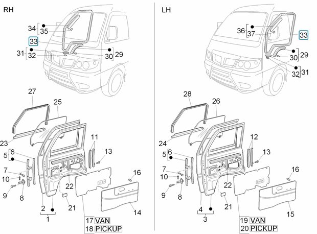 Door gasket Daihatsu / Porter 