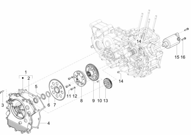 Keerring in motordeksel startgedeelte Calessino 200 EU2 + EU4