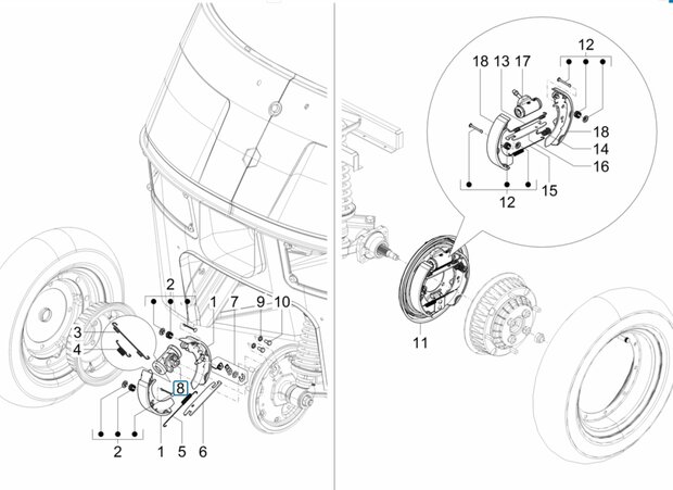 Front wheel brake cylinder Ape50 EU4 + Calessino 200 EU2 + EU4 - SALE