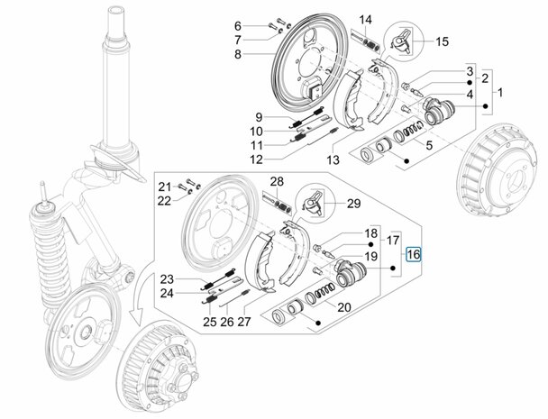 Front wheel brake cylinder Ape50 EU4 + Calessino 200 EU2 + EU4 - SALE