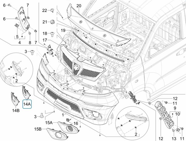 Front fog light cover Porter NP6 1.5 - Right