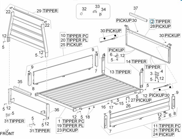 Tailgate cargo area Porter Maxxi - Kipper