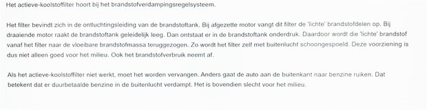 Actief koolstoffilter bij brandstoftank Porter NP6 1.5