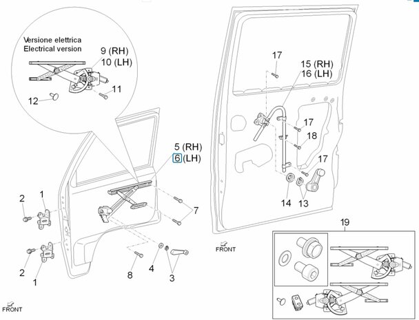 Raammechanisme zijruit Daihatsu / Porter -Links - AKTIE