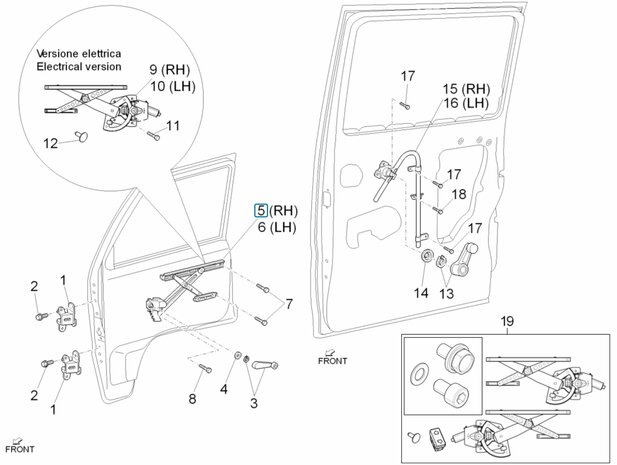 Window lifting mechanism side window Daihatsu / Porter - Right