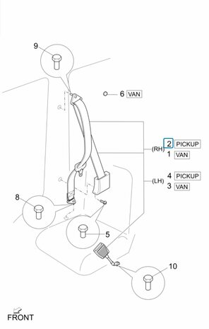 Safety belt kit Daihatsu / Porter Pick-up - Right - SALE