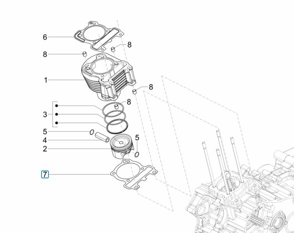 Cilinder voetpakking Calessino 200 EU4 - 0.6mm. dikte