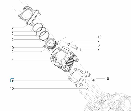 Cilinder voetpakking Calessino 200 EU2 - 0,8 mm. dikte