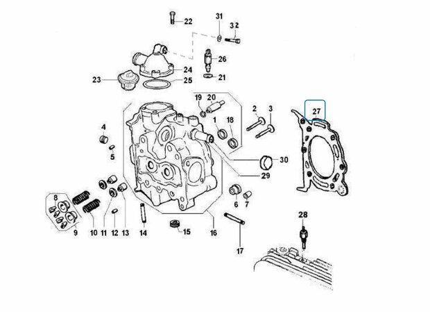 Cylinderhead gasket 3 - holes 1.8mm. Ape Classic + Calessino + ApeTM Diesel - SALE