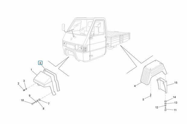 Voorspatbordrubber ApeTM +  Calessino Diesel + Apecar P501-P601