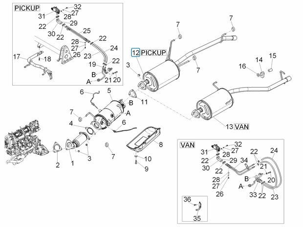 Exhaust - rear section Porter D120 1.2 Diesel - Pick-up - imitation