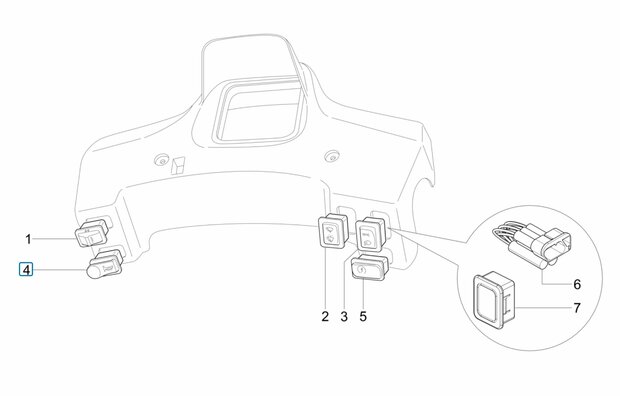 Horn button - switch Ape50 - imitation