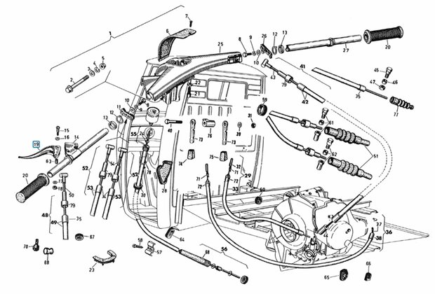 Clutch handle / lever Calessino + Ape Classic + Apecar P501