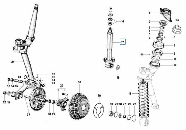 Schokdemper Calessino Diesel + Apecar P501-P601 -  voorzijde -  imitatie