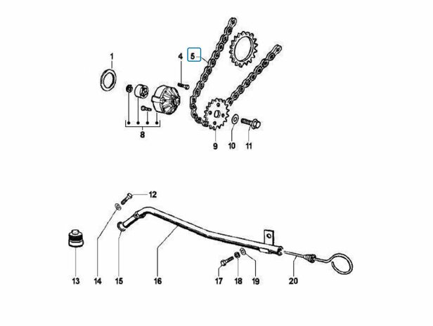 Oil pump chain Calessino + Ape Classic + ApeTM 422cc Diesel - SALE