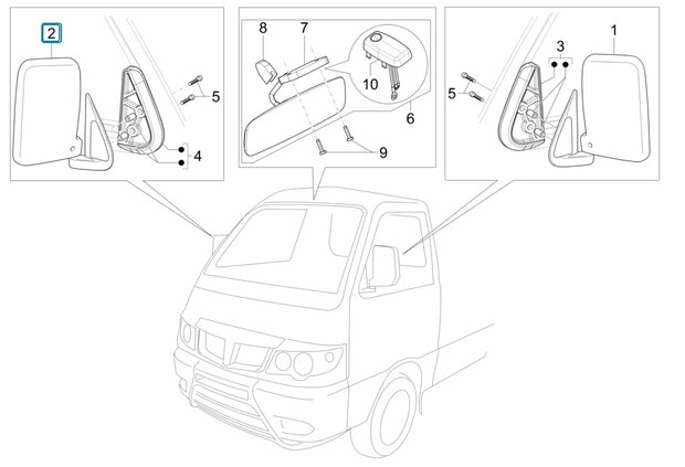 Side mirror Porter +2009 - Right - SALE