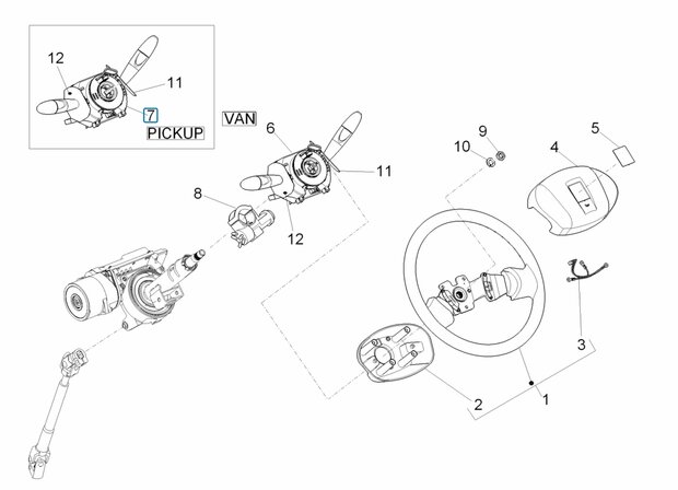 Steering column switch unit Porter Update 1.3 + Multitech 1.3 E5 + E6 + D120 1.2 - Pick-up - SALE