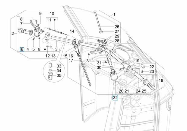 Protection cover front suspension - bearing Ape50