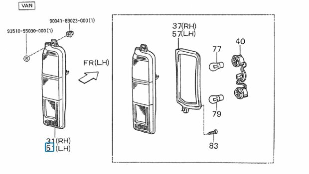 Achterlicht unit Daihatsu / Porter VAN - Links