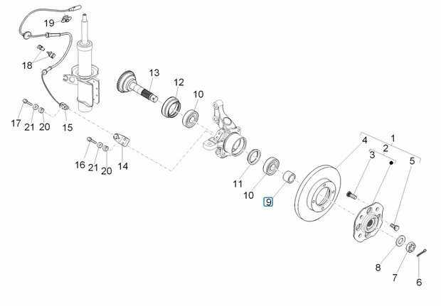 Filler bush / spacer front wheel bearing Daihatsu / Porter