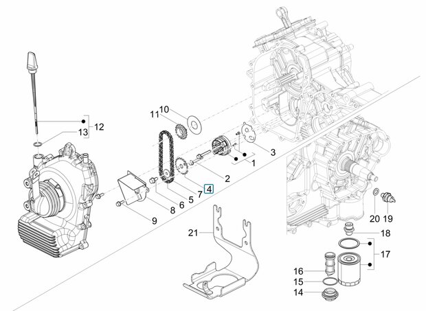 Sprocket - chain oil pump Calessino 200 E2