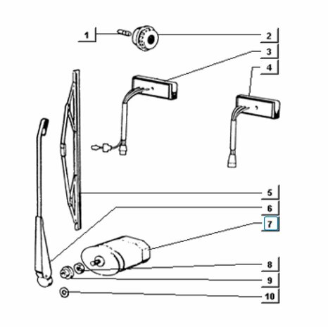 Wiper motor ApeTM + Vespacar P2 + Ape P50 - imitation