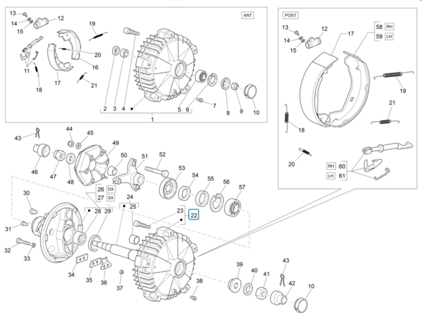 Rear brake drum ApeTM - imitation