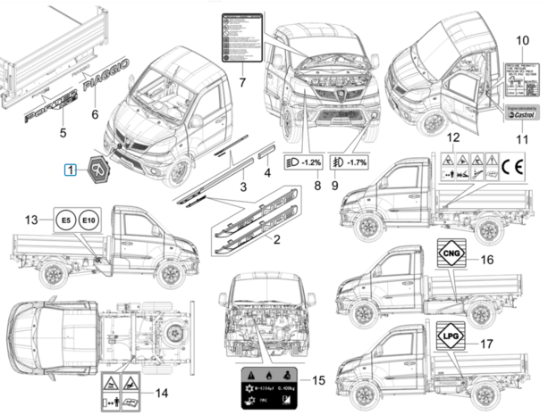 Embleem - logo Piaggio in grille Porter NP6 1.5