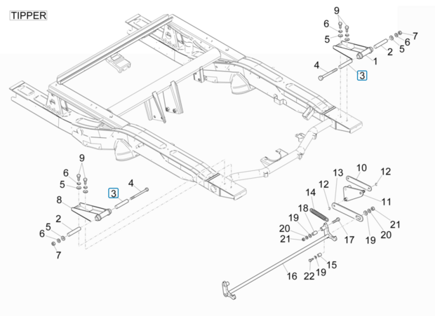 Spacer bushing - hinge pin cargo bay Porter + ApeTM 703 - Tipper