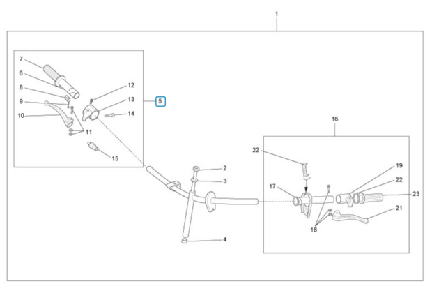 Throttle lever with brake handle Ape50 - SALE