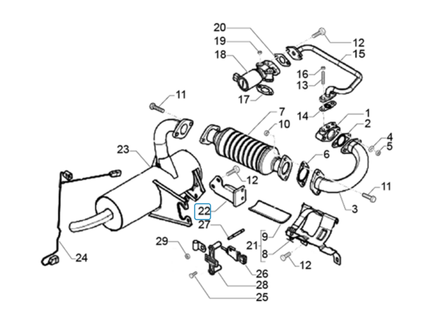 Mounting bracket - exhaust Ape Classic 400 E2 + E4 Diesel