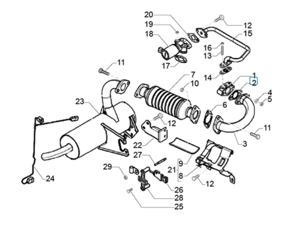 Exhaust gasket on exhaust bend - flange Ape Classic 400 E2 Diesel