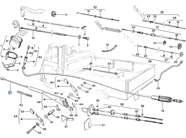 Push rod in handbrake lever Ape P50 +  Vespacar P2